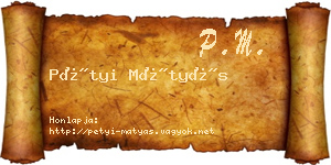Pétyi Mátyás névjegykártya
